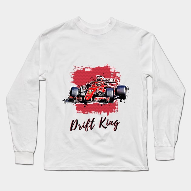 Formula 1 Race Car-Drift King Long Sleeve T-Shirt by WaggyRockstars